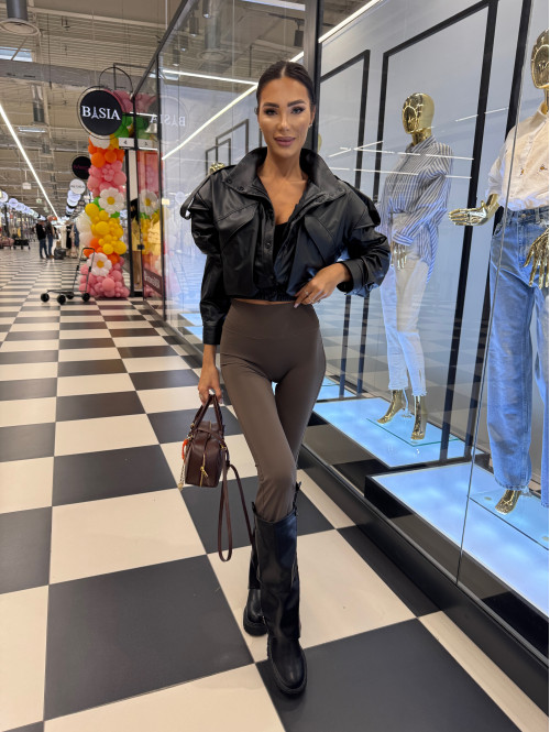 Legginsy dzwony z marszczeniem na tyle PABLO czekoladowe 17 - photo #4