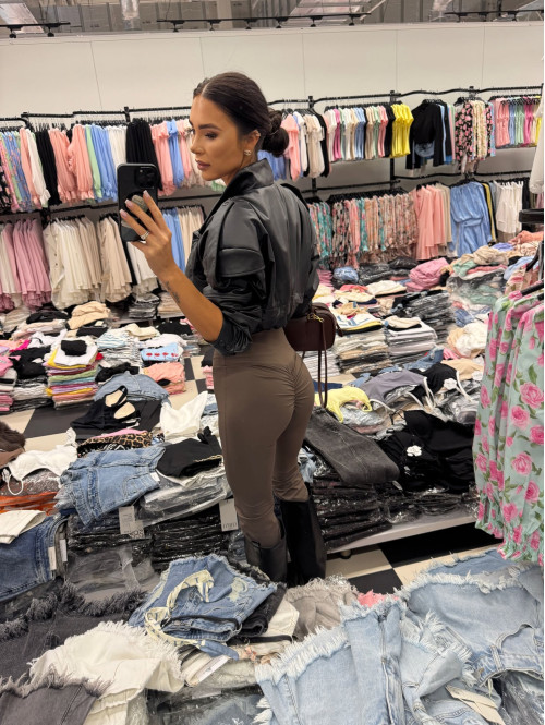 Legginsy dzwony z marszczeniem na tyle PABLO czekoladowe 17 - photo #6