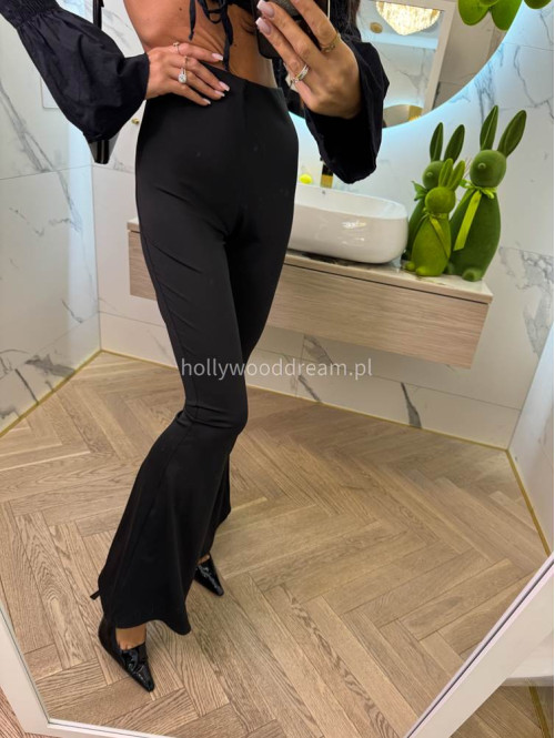 Czarne legginsy dzwony elastyczne z wysokim stanem LUKA 17 - photo #7
