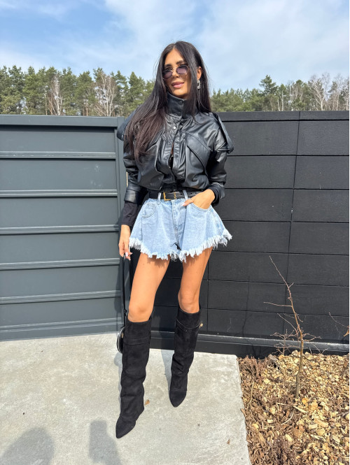 Spodenki jeansowe z postrzępionym dołem Vera jasny jeans 09 - photo #89
