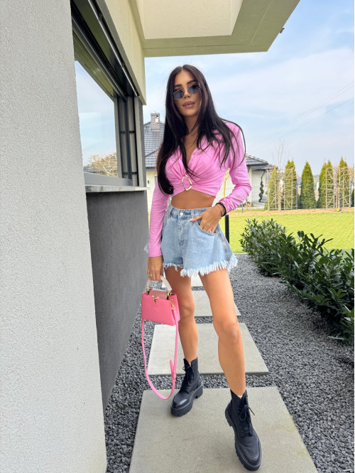 Spodenki jeansowe z postrzępionym dołem Vera jasny jeans 09 - photo #94