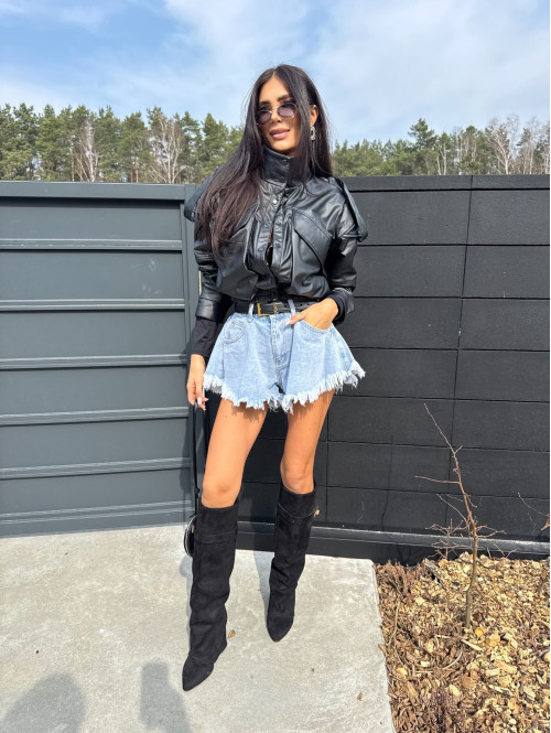 Spodenki jeansowe z postrzępionym dołem Vera jasny jeans 09 - photo #95