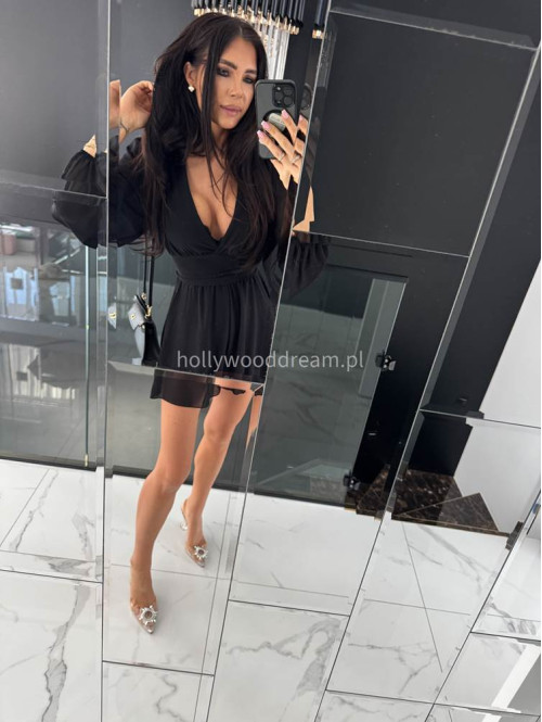 Sukienko kombinezon szyfonowy DEBORA czarny 17 - photo #14