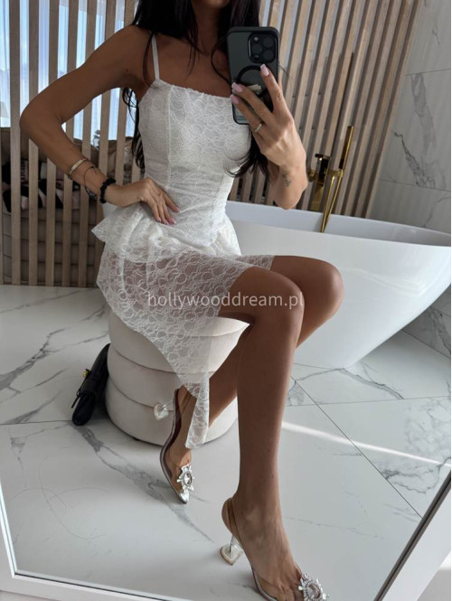 Kombinezon a'la sukienka  koronkowy na ramiączka KSENIA biały 17 - photo #11