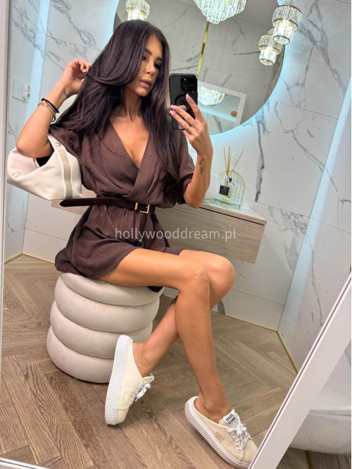 Kombinezon na krótki rękaw czekoladowy Julissa 02 - photo #26