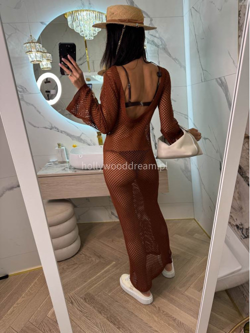 PRE ORDER !!! wysyłka po 10/05 !!!!Sukienka plażowa maxi szydełkowa BAHAMAS czekoladowa 89 - photo #6