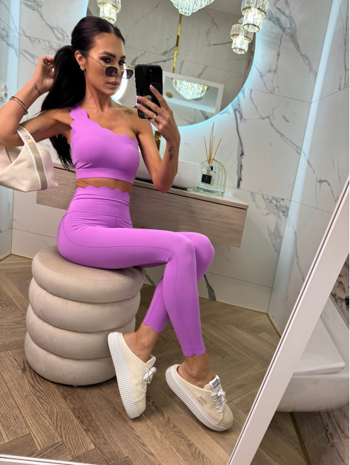 !!PRE-ORDER!! WYSYŁKA PO 30.05!! Komplet top na jedno ramię + legginsy JODI fioletowy 89