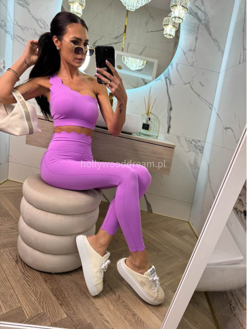 !!PRE-ORDER!! WYSYŁKA PO 30.05!! Komplet top na jedno ramię + legginsy JODI fioletowy 89 - photo #2