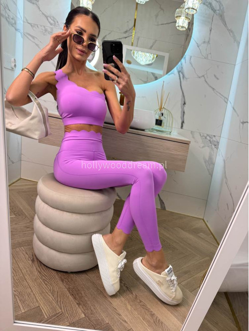 !!PRE-ORDER!! WYSYŁKA PO 30.05!! Komplet top na jedno ramię + legginsy JODI fioletowy 89 - photo #3