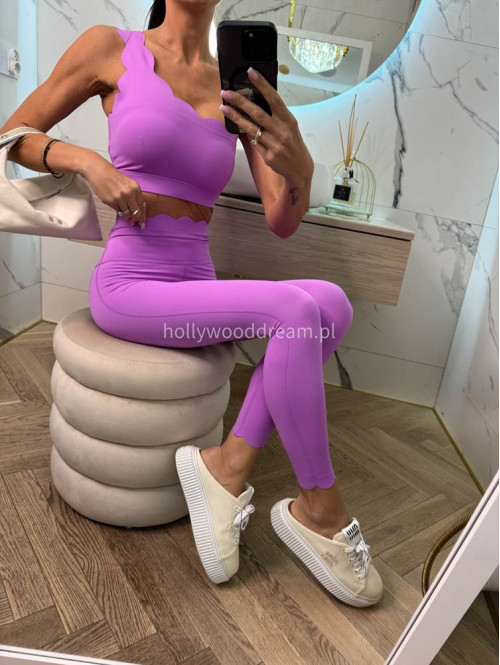 !!PRE-ORDER!! WYSYŁKA PO 30.05!! Komplet top na jedno ramię + legginsy JODI fioletowy 89 - photo #4