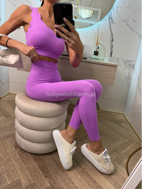 !!PRE-ORDER!! WYSYŁKA PO 30.05!! Komplet top na jedno ramię + legginsy JODI fioletowy 89 - photo #5