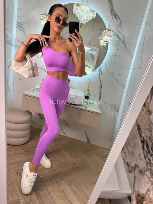!!PRE-ORDER!! WYSYŁKA PO 30.05!! Komplet top na jedno ramię + legginsy JODI fioletowy 89 - photo #9