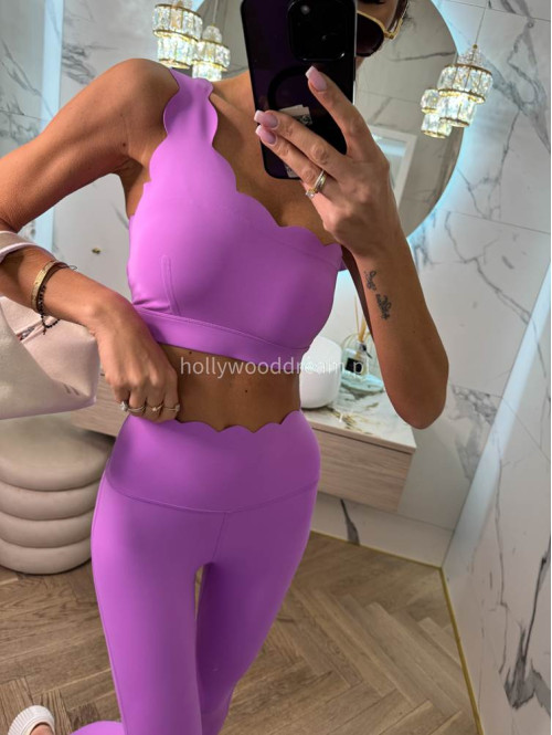 !!PRE-ORDER!! WYSYŁKA PO 30.05!! Komplet top na jedno ramię + legginsy JODI fioletowy 89 - photo #12