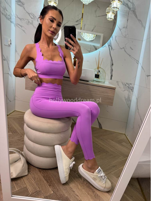 !!PRE ORDER WYSYŁKA PO 30.05!! Komplet top na ramiączkach+ legginsy ALESSI fioletowy 89 - photo #2