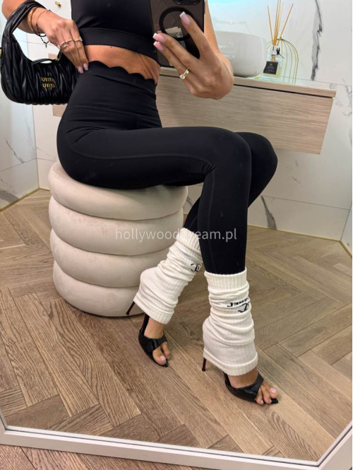 Komplet top na jedno ramię + legginsy wykończony falbaną Jodi czarny 89 - photo #7