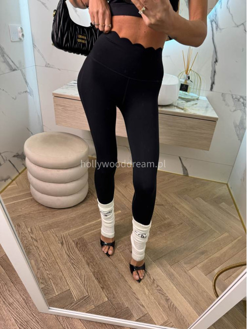 Komplet top na jedno ramię + legginsy wykończony falbaną Jodi czarny 89 - photo #14