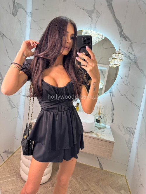 Sukienko-kombinezon na krótki rękaw z falbanami GIRLS czarny 26 - photo #4