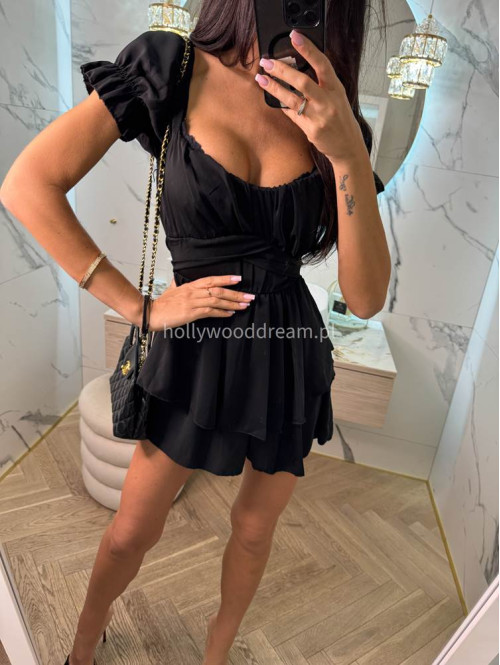 Sukienko-kombinezon na krótki rękaw z falbanami GIRLS czarny 26 - photo #8