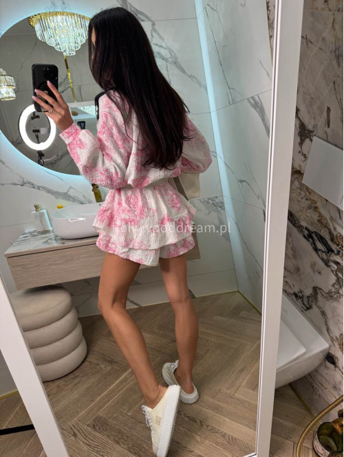 Kombinezon muślinowy we wzory 100% bawełna MARLA biało-różowy 17 - photo #10