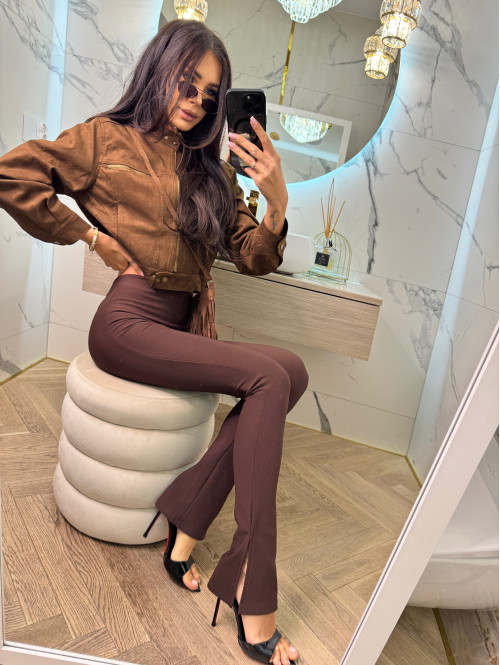 Legginsy z rozcięciem Klotex czekoladowe 31