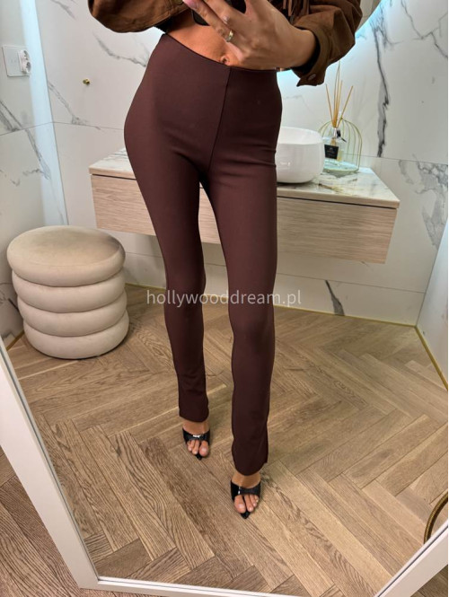 Legginsy z rozcięciem Klotex czekoladowe 31 - photo #10