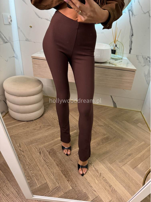 Legginsy z rozcięciem Klotex czekoladowe 31 - photo #11