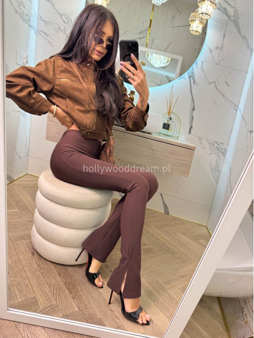 Legginsy z rozcięciem Klotex czekoladowe 31 - photo #15