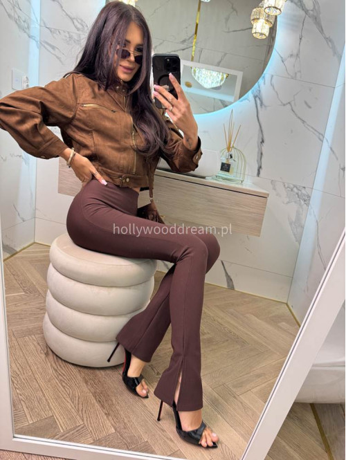 Legginsy z rozcięciem Klotex czekoladowe 31 - photo #18