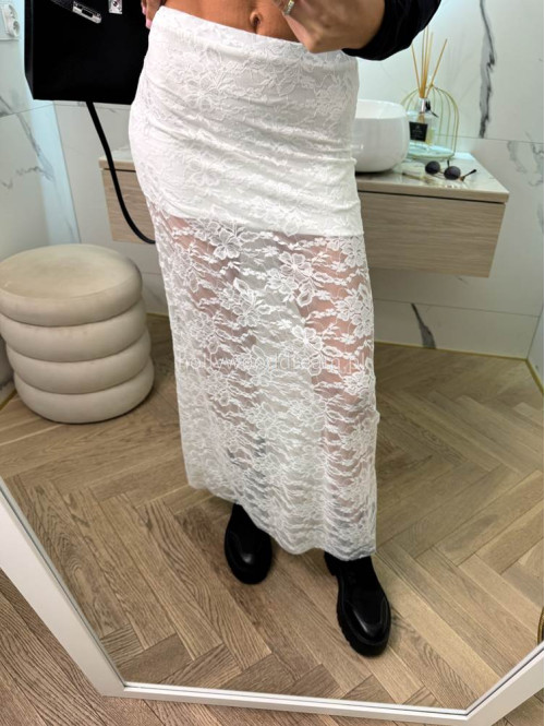 Spódnica maxi koronkowa DIVA biała 17 - photo #7
