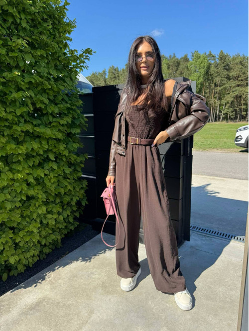 Kombinezon bez ramiączek z kieszeniami RUFFUS gorzka czekolada 17 - photo #1
