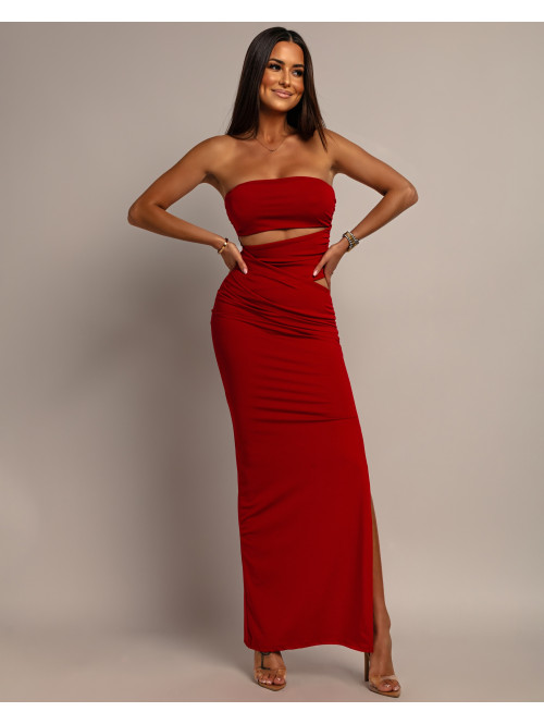 Sukienka tuba z wycięciami ELIZA czerwona 19 - photo #11
