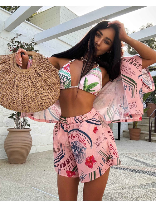 Bikini LA MILLA  wzory i napisy pudrowy róż 25 - photo #11