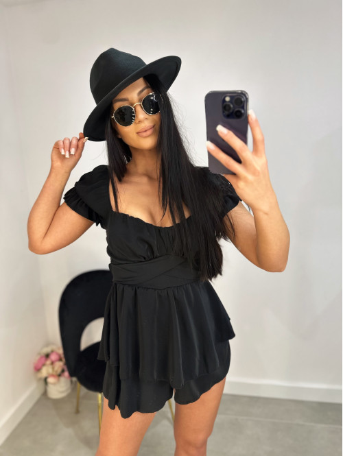 Sukienko-kombinezon na krótki rękaw z falbanami GIRLS czarny 26 - photo #15