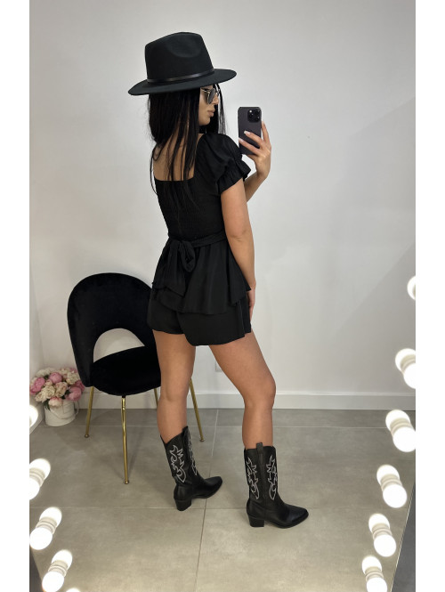 Sukienko-kombinezon na krótki rękaw z falbanami GIRLS czarny 26 - photo #21
