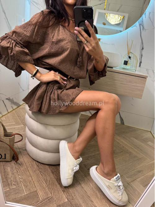 Sukienka ażurowa we wzory POLINA brązowa 02 - photo #17