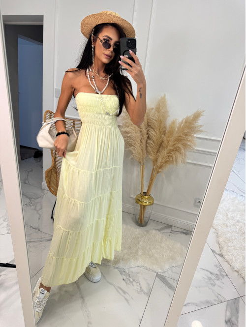 Sukienka maxi z dekoltem bandeau CASABLANCA żółta 17