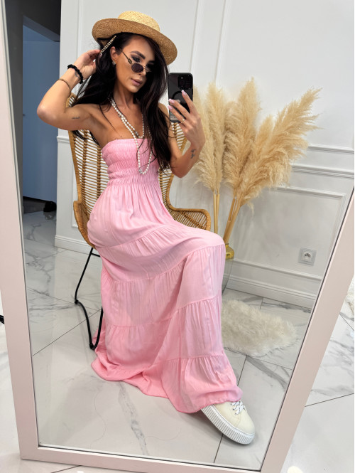 Sukienka maxi z dekoltem bandeau CASABLANCA różowa 17