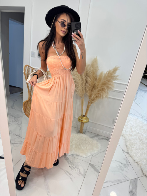 Sukienka maxi z dekoltem bandeau CASABLANCA morelowa 17