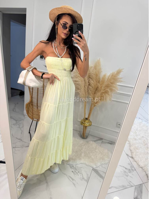 Sukienka maxi z dekoltem bandeau CASABLANCA żółta 17 - photo #2