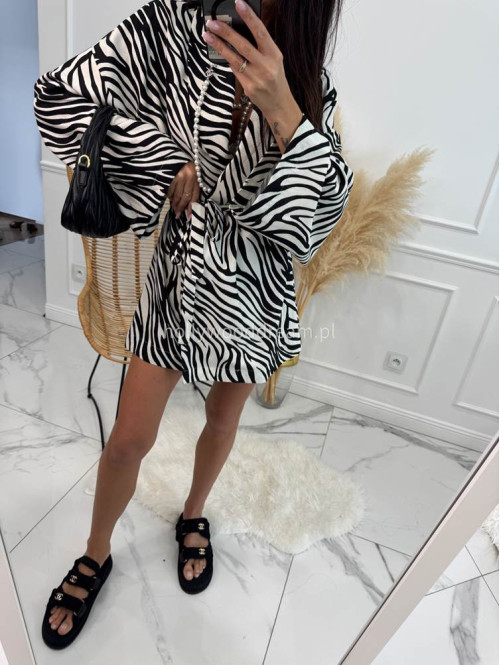 Komplet kimono z paskiem+ spodenki z lnem, wiskozą i bawełną PATRYK zebra drobna czarna 161 - photo #10