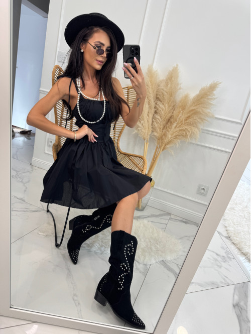 Sukienka mini rozkloszowana DOMINIKA czarna 17