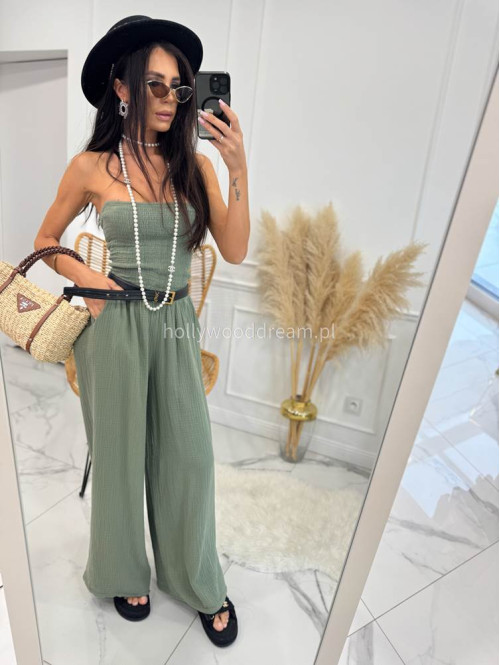Kombinezon muślinowy z szerokimi spodniami DOLLARY khaki 19,02 - photo #4