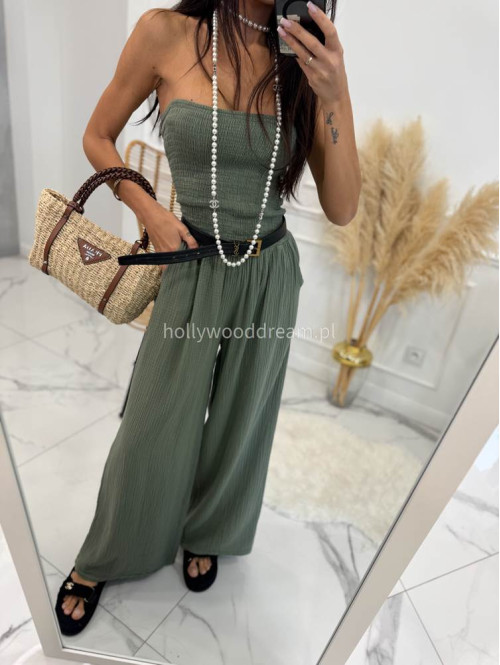 Kombinezon muślinowy z szerokimi spodniami DOLLARY khaki 19,02 - photo #7