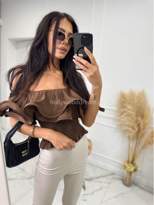 Spodnie dzwony prążkowane z wiskozy AVA beżowe 155 - photo #3