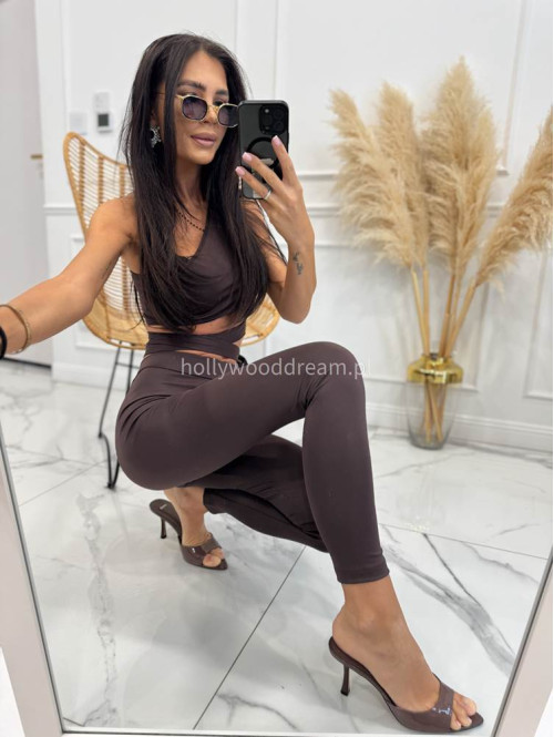 Bluzka na jedno ramię z wiązaniem NINA czekoladowa 29 - photo #8