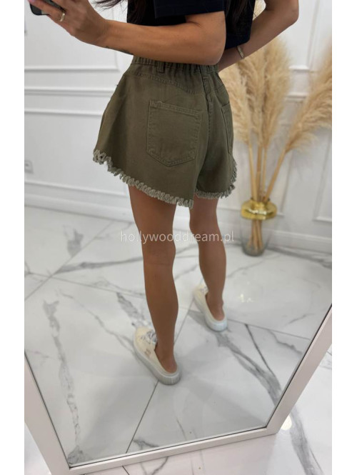 Spodenki jeansowe z postrzępionym dołem Vera khaki 09 - photo #2
