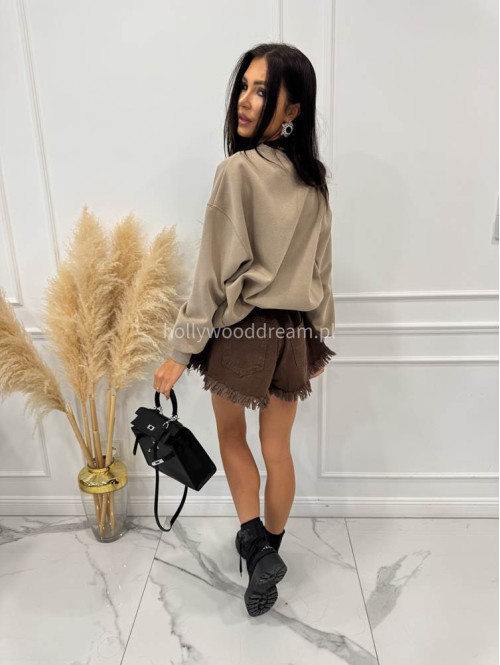 Bluza ze ściągaczami i nadrukiem misia GOTTHEM ciemno beżowa 06 - photo #12