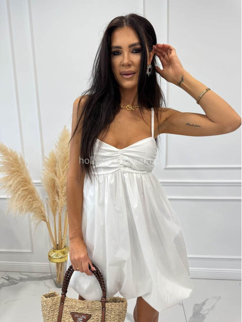 Sukienka mini na ramiączkach al'a bombka INGRID biała 66 - photo #21