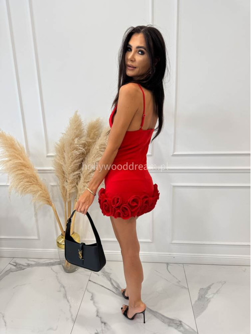 PRE ORDER Sukienka mini na ramiączka z różami u dołu ROSE czerwona 89 - photo #8