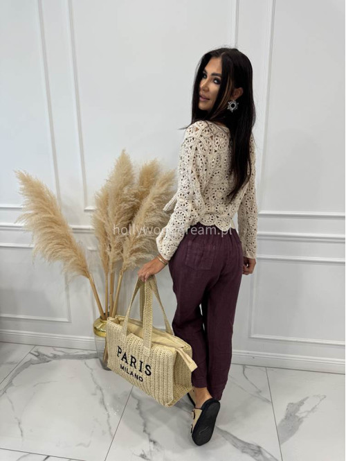 Torebka pleciona typu shopper słomiana MILANO beżowa - photo #14